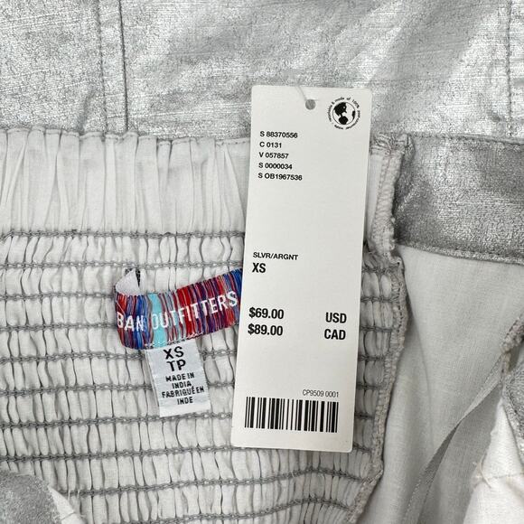 Urban Outfitters UO NWT Yara Metallic Silver Strapless Romper 100% Cotton - Picture 9 of 11